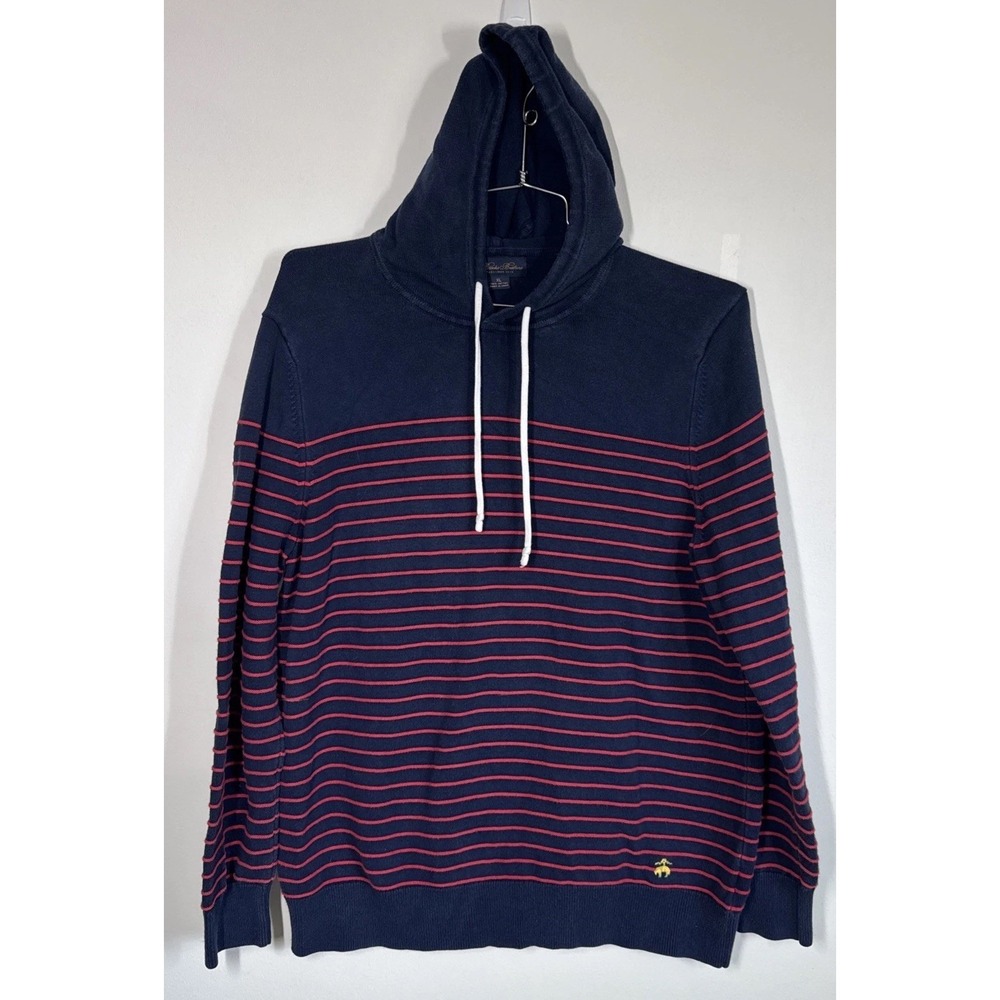 Brooks Brothers Blue Striped Cotton Hooded Pullover Sweater Men's XL Nautical